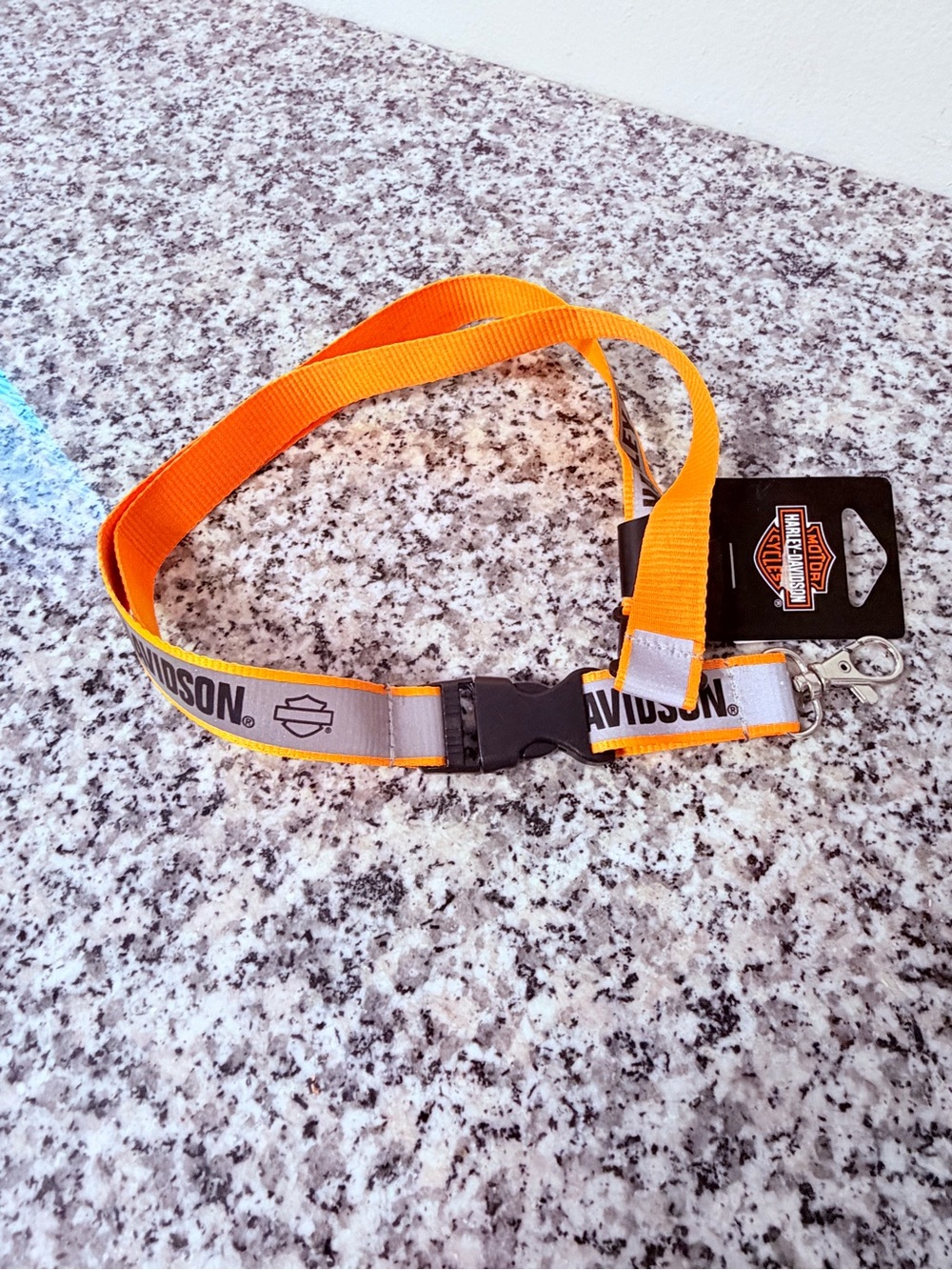 Harley-Davidson Orange Reflective Logo Lanyard  NWT